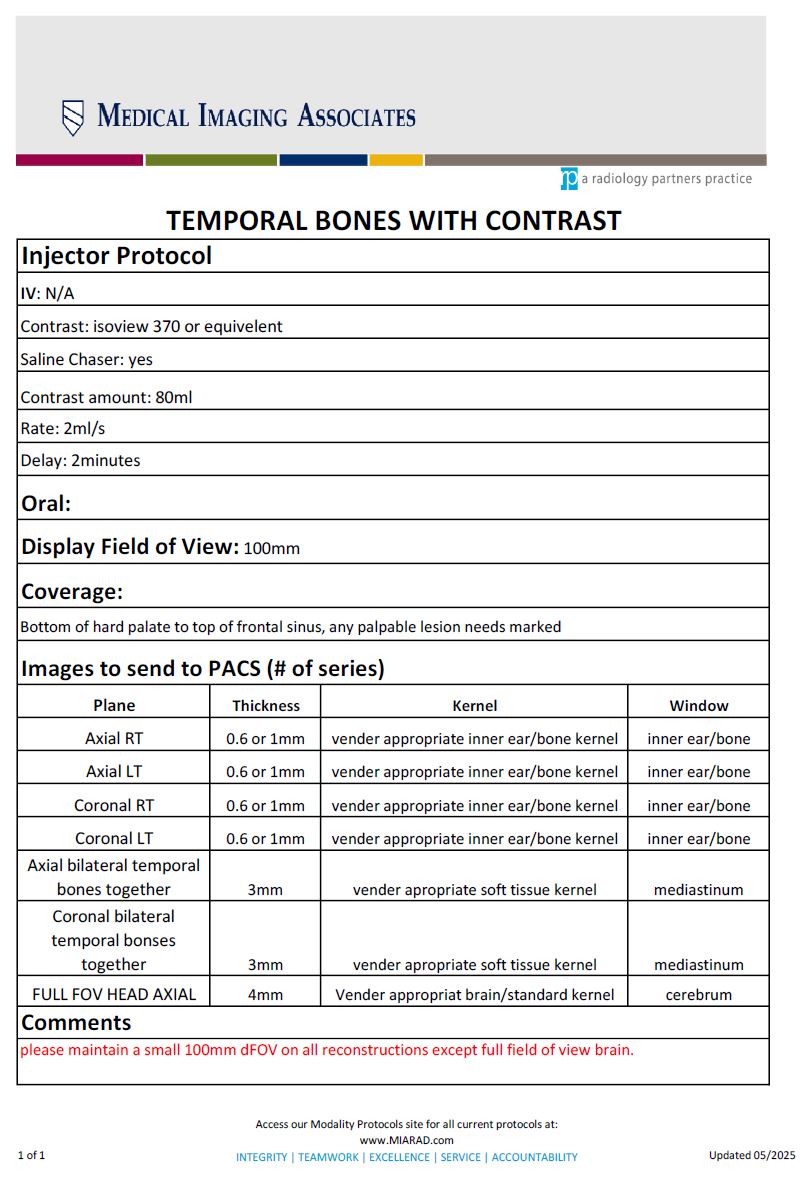 CT Temporal Bone With Contrast 05-2025